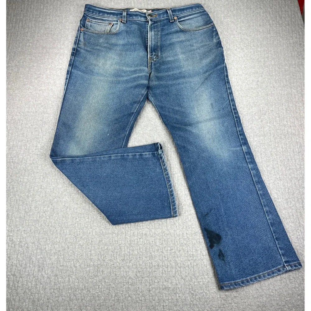 Vintage Levi's 517 Bootcut Jeans Mens 38x30 Fits 34X29 Blue Classic Fit Workwear